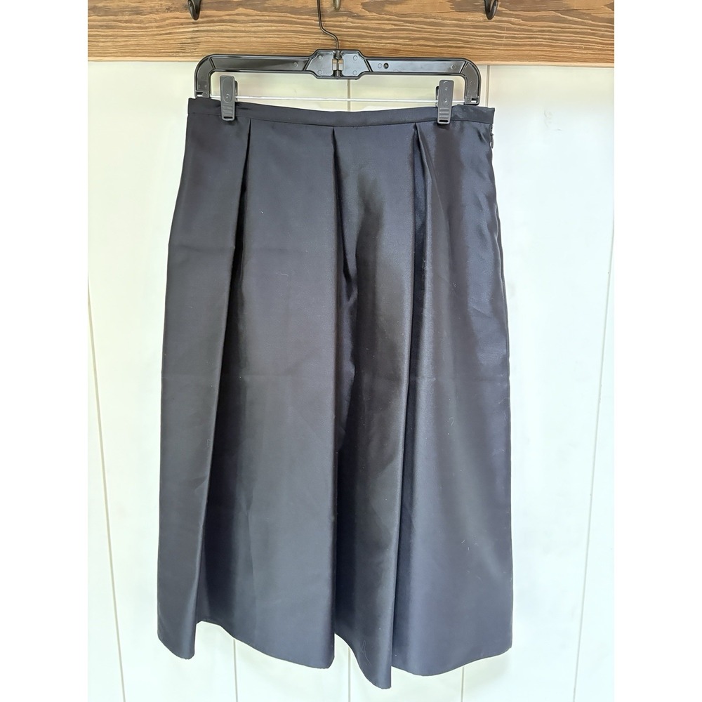 Vintage Talbots 100% Silk Black Pleated Skirt 10 NWT Quiet Luxury Minimalist
